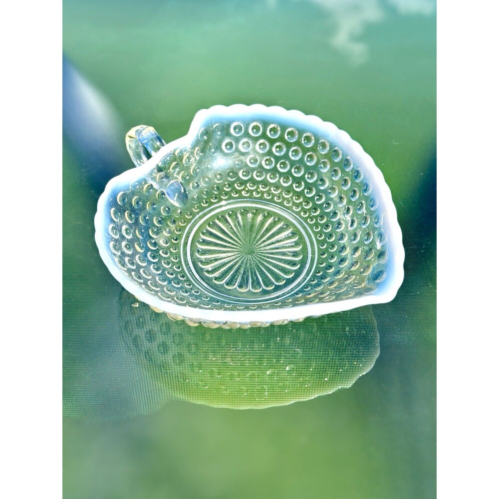 Vintage Anchor Hocking Moonstone Opalescent Hobnail Heart-Shaped Nappy Dish